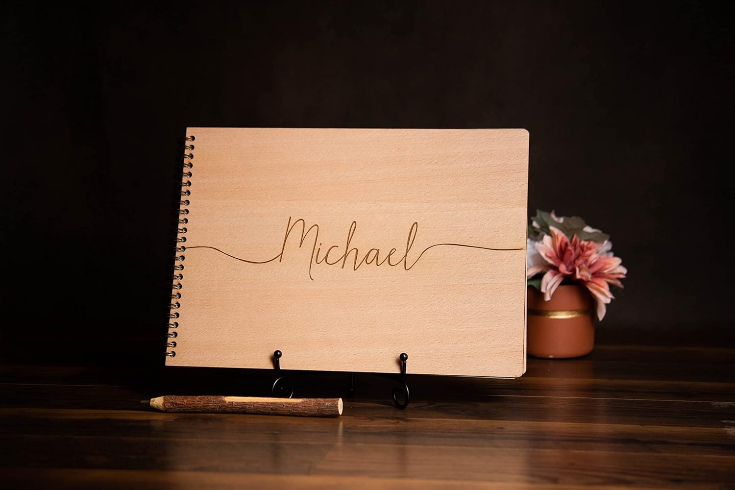 MUUJEE Personalized Sketchbook - Large Engraved Custom Hardcover Spiral Bound Drawing Sketch Book 12 x 8.5 inches 120 GSM 60 Sheets, Artist Art Sketch Pad (1 Line)