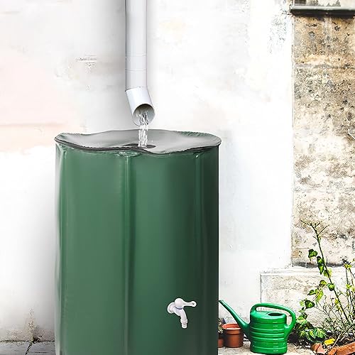 Miniatura 2 de Barril de lluvia de 100 galones, sistema de recolección de agua de lluvia plegable, colector de agua portátil con espita y puerto de desbordamiento,