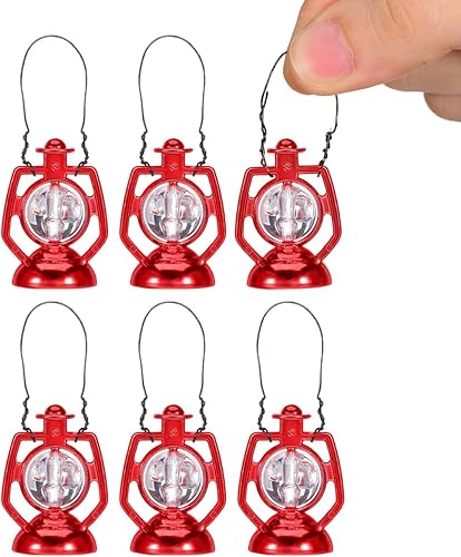 Mini linterna de casa de muñecas, 6 unidades, escala 1:12, mini lámpara de queroseno, linterna en miniatura, micro adorno de paisaje para bricolaje,