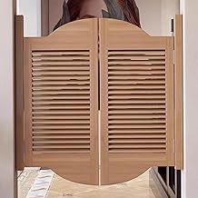 Puerta oscilante de madera maciza con cierre automático, estilo occidental, para salón o bar, diseño resistente y elegante, color amarillo, 130 cm
