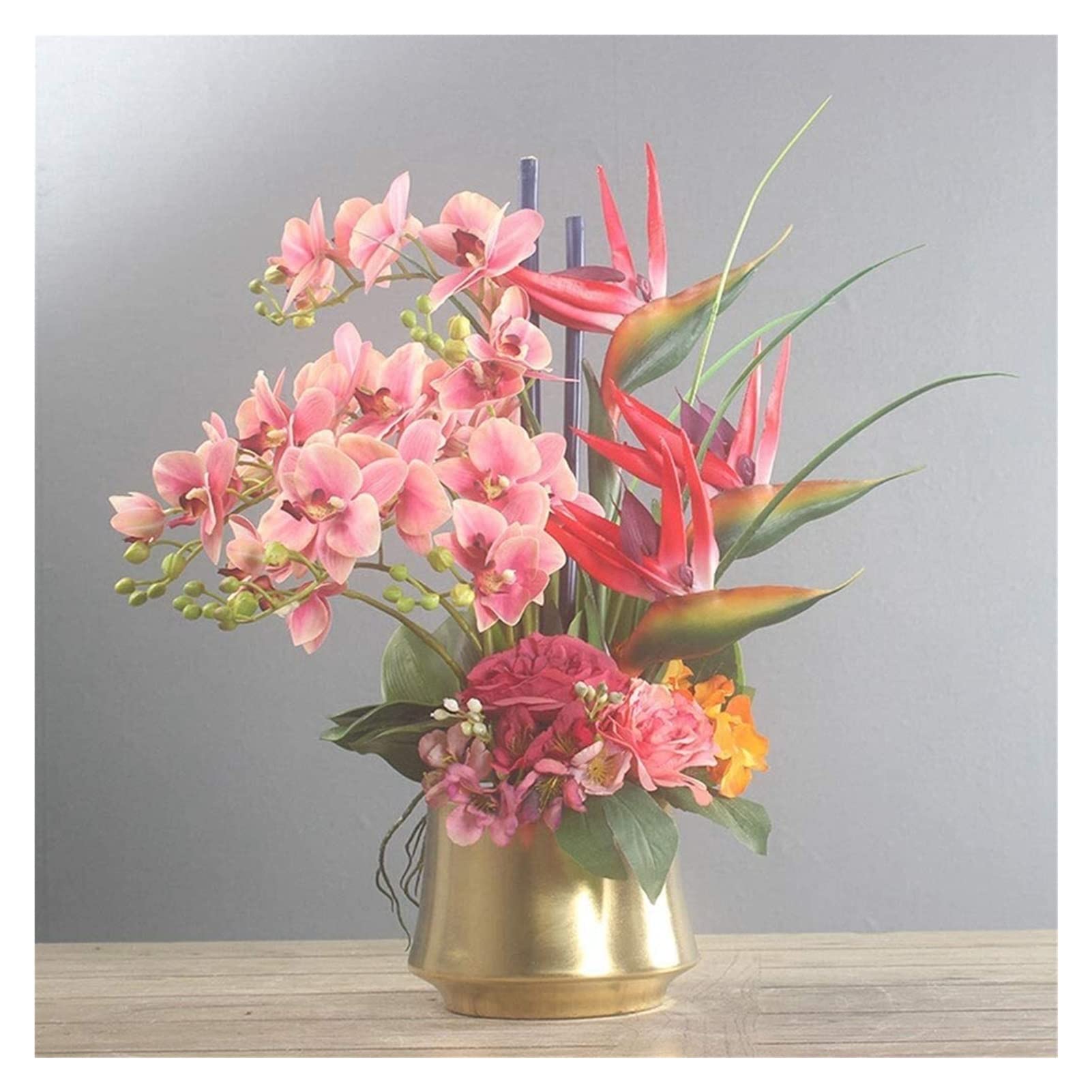AYCDL Artificial Flowers, Artificial Flower With Ceramic Vase,Artificial Orchids Heaven Bird Faux Flower Arrangements For Home Decor Realistic Flower,D-A