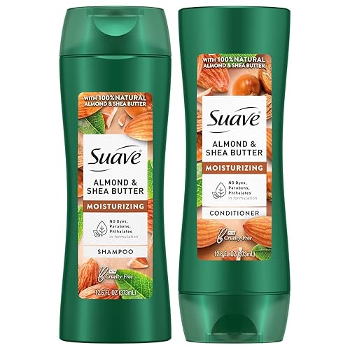 Suave Set de champú y acondicionador, almendra y manteca de karité, champú y acondicionador hidratante, tratamiento para cabello seco, perfumado,