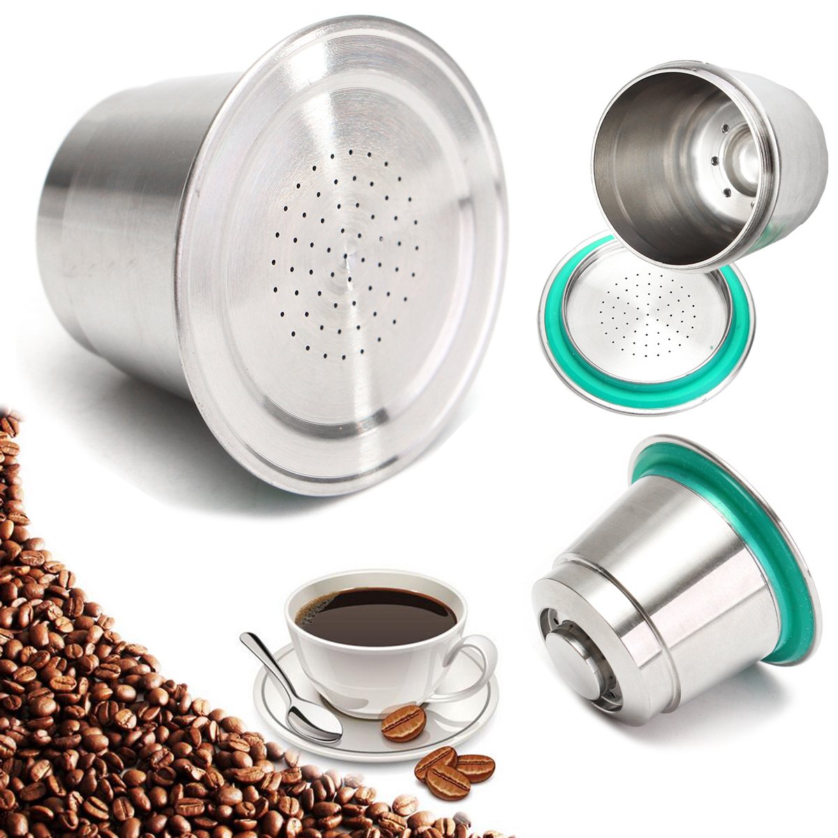 RanDal Copa Cápsula De Café De Molienda Fina De Acero Inoxidable Reutilizable Recargable Para Nespresso