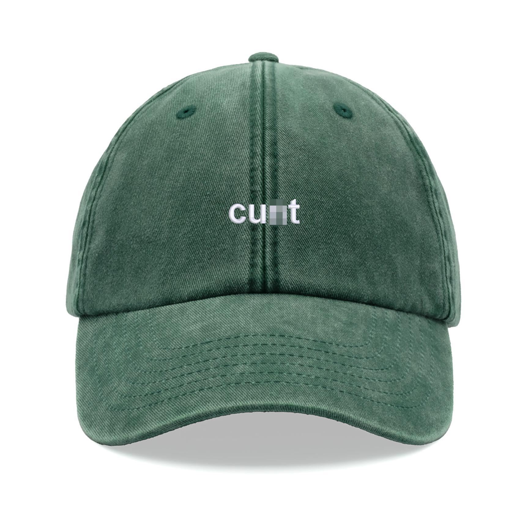 Cap Base Unisex Bottle Green C*Nt Baseball Cap Vintage Washed Dad Hat Low Profile Adjustable