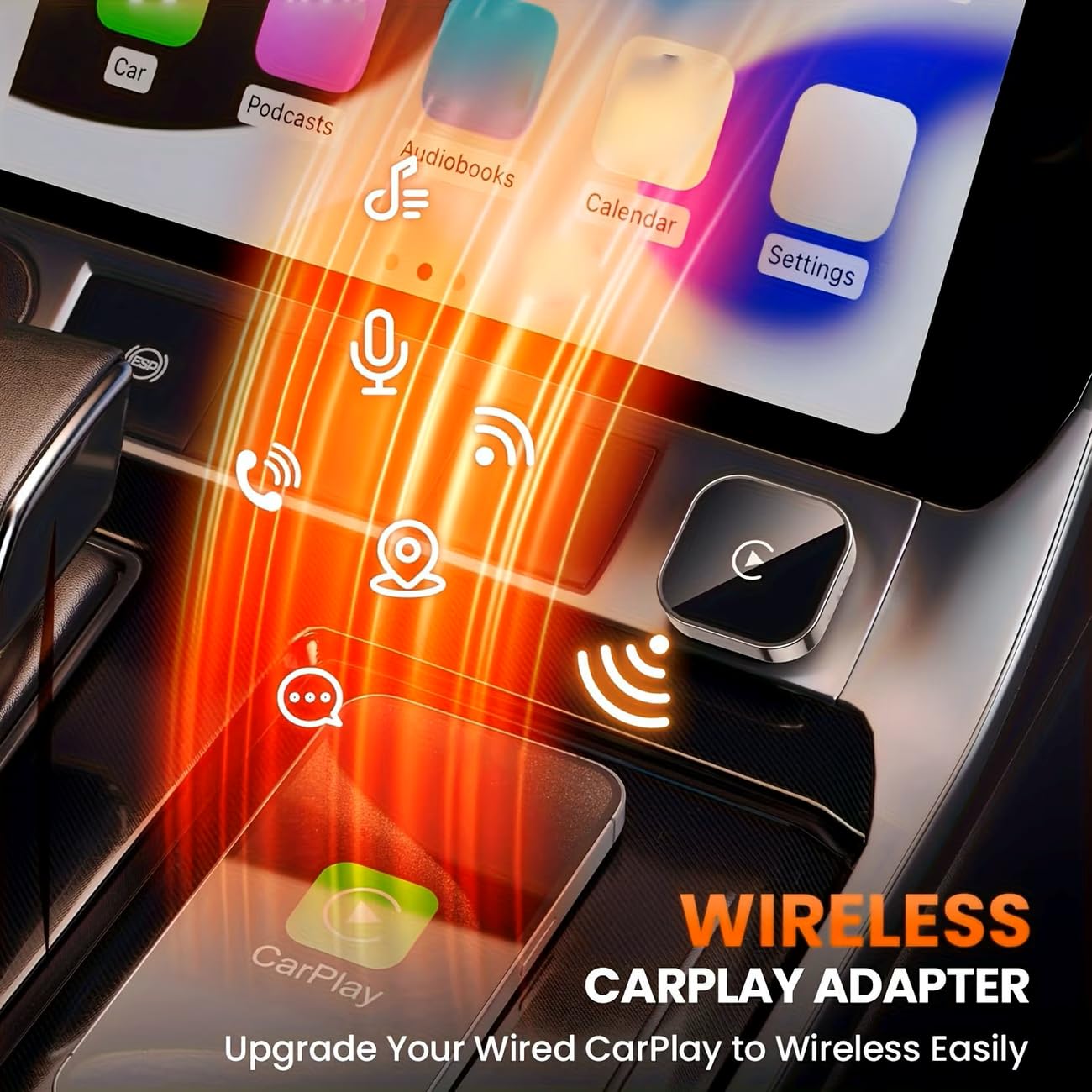 2026 Upgraded Wireless CarPlay Adapter, Plug and Play Auto-Connect Converter, Suitable for cars with carplay, Compatible with iPhone iOS 10+ & Android Auto 11+, Bluetooth - 3