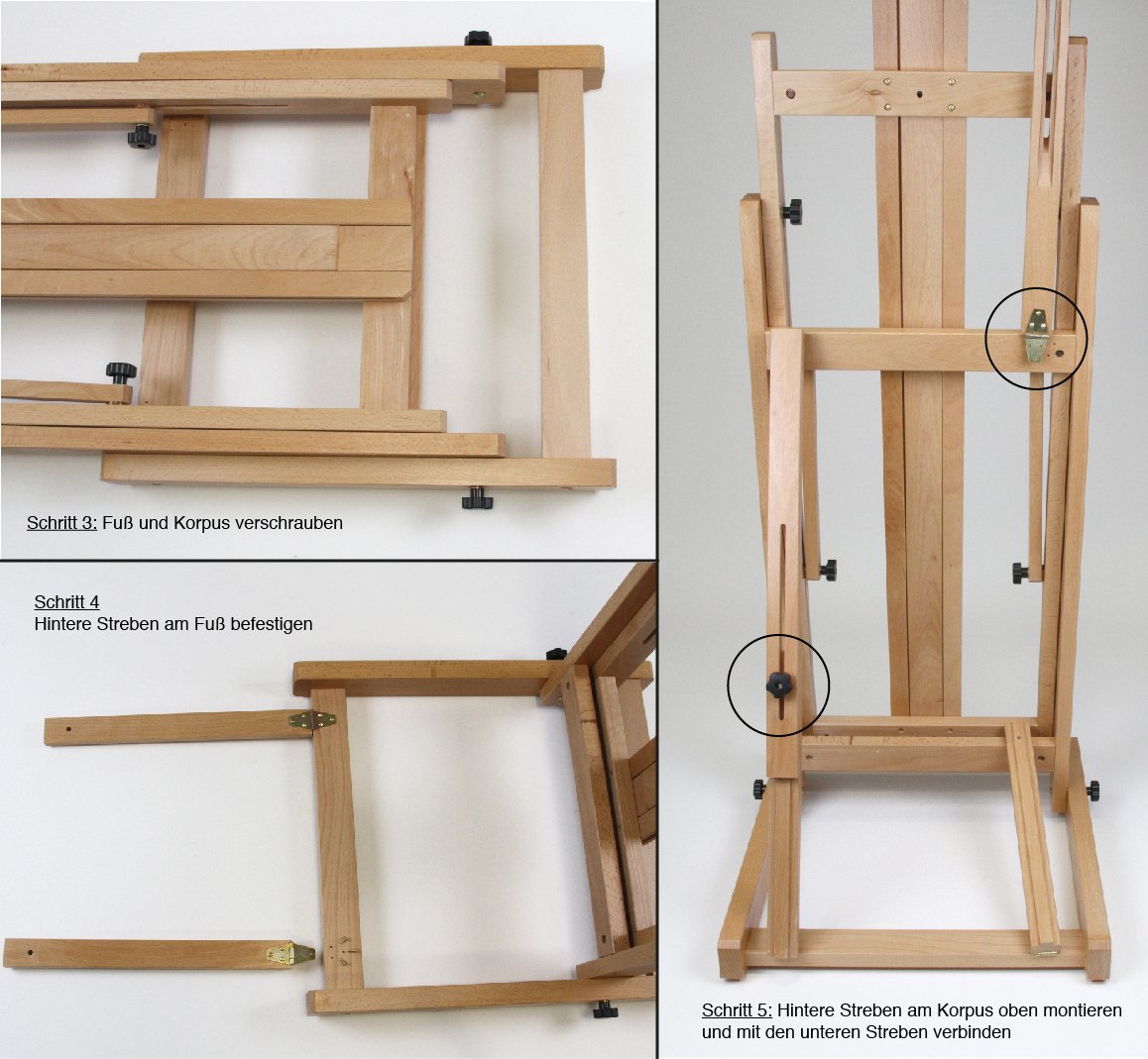 Paintersisters Atelier-Staffelei 131, teilweise vormontiert – schneller Aufbau, waagerecht und senkrecht malen, Keilrahmen bis 195 cm, Studio-Staffelei aus massivem Buchenholz FSC®, Holzstaffelei