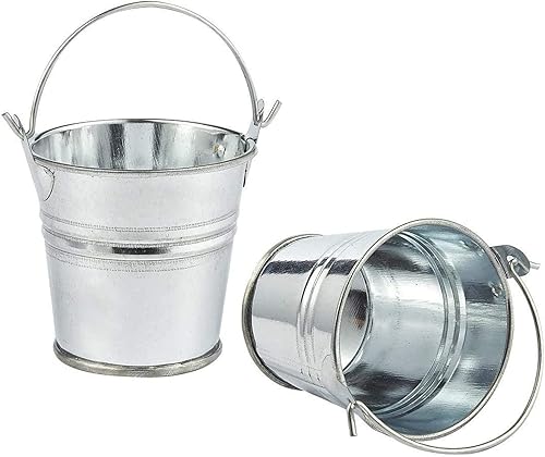 Miniatura 7 de Juvale Mini cubos de metal – 2 x 2 pulgadas, color plateado, paquete de 24 – Mini cubos de lata y latas de metal con asas para recuerdos de fiesta,