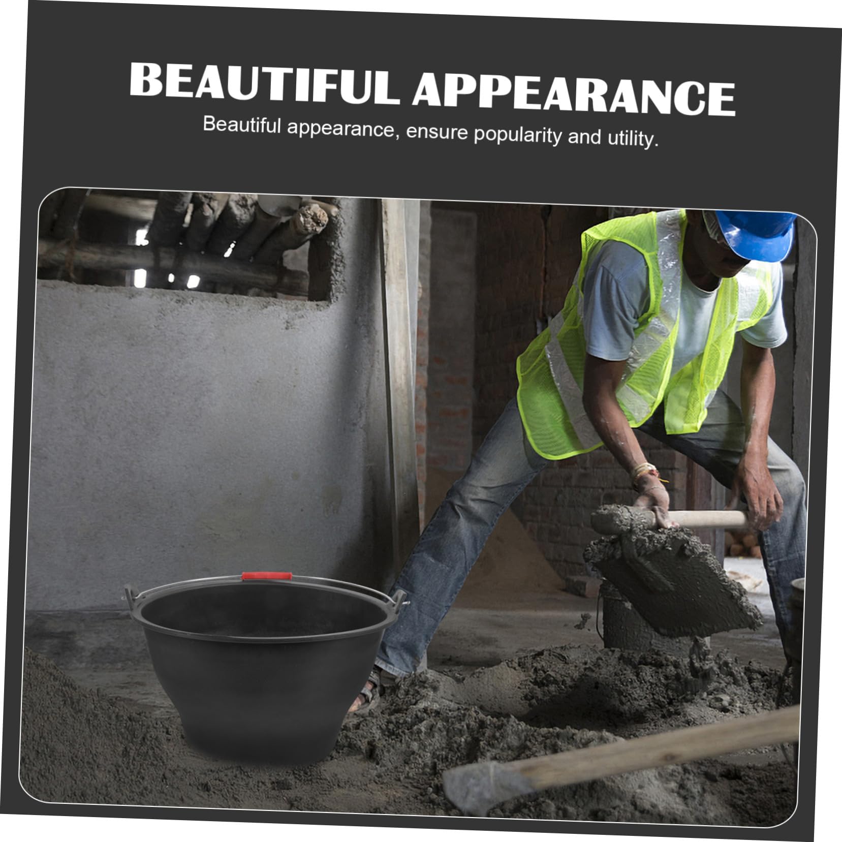 NUOBESTY Seau Grosse Noir Ciment de Poignée Léger en Plastique Portable Plusieurs styles Résistant Capacité pour Chantier et Jardinage
