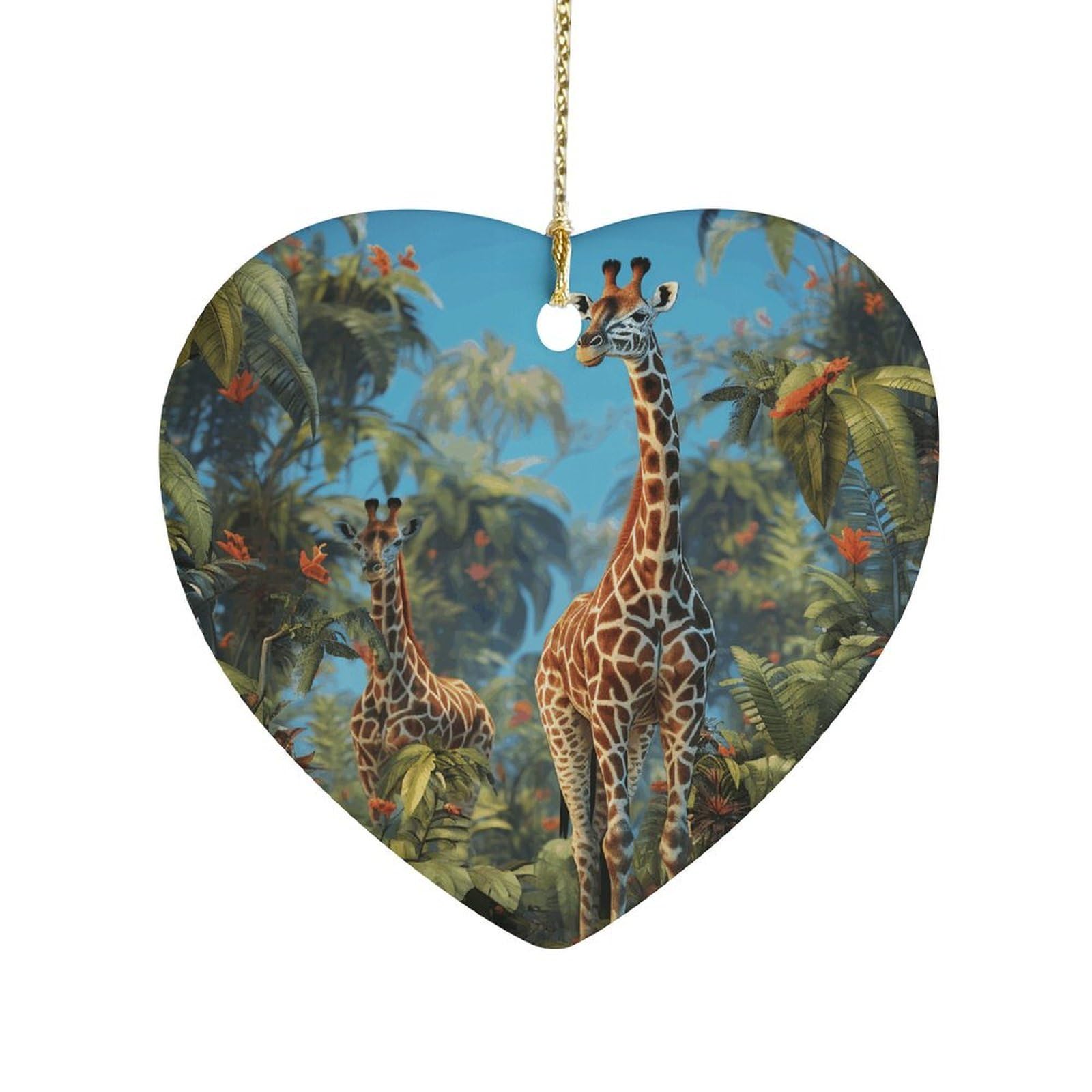 Fekiloot Style Jungle Giraffe Ceramic Ornament Home Decor Keepsake
