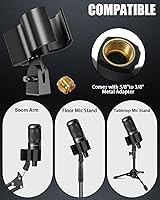 Vista 4 de Soporte de clip de micrófono mejorado, soporte de micrófono ajustable universal para todos los tamaños de micrófonos de 1.260 in a 2.362 in