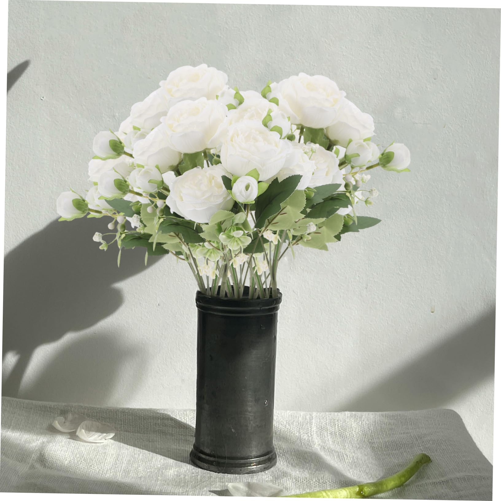 Zerodeko Bouquet di Peonie Finte Steli 10 Pezzi in Seta Bianca | Decorazioni Domestiche, Prop per Matrimoni, Composizioni Floreali per Camere e Farmhouse