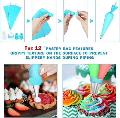 Miniatura 4 de WHDZ Juego de 339 piezas de suministros de decoración de tartas, magdalenas, galletas, herramientas para hornear con caja de almacenamiento, bolsas