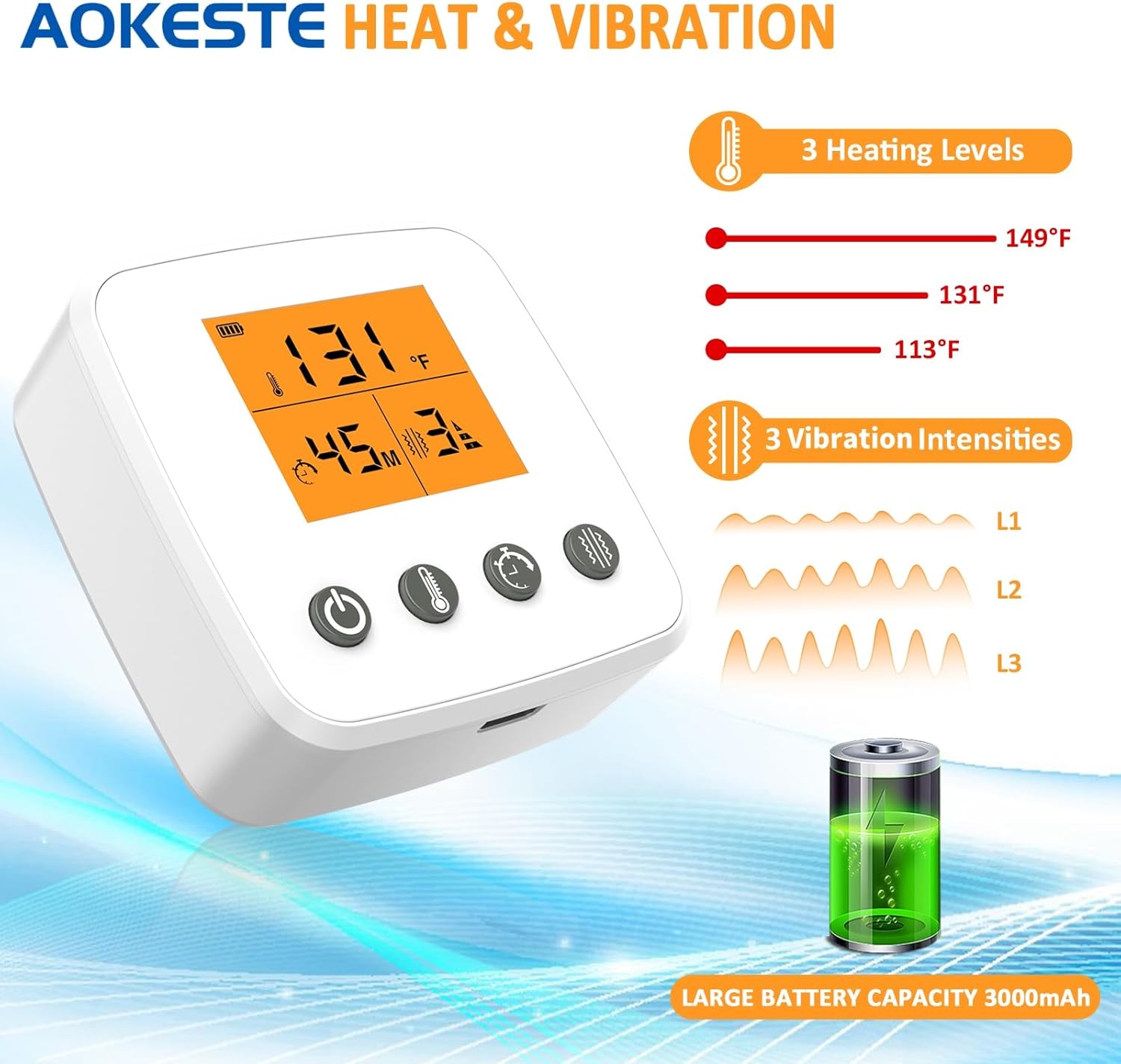 Wrist Heating Pad,Vibration Massager Heating Pad for Wrist,Cordless Heated Wrist Brace for Carpal Tunnel, Heating Wrist Wrap for Wrist Tendonitis,3 Vibration Mode,3 Heat Level - Image 6