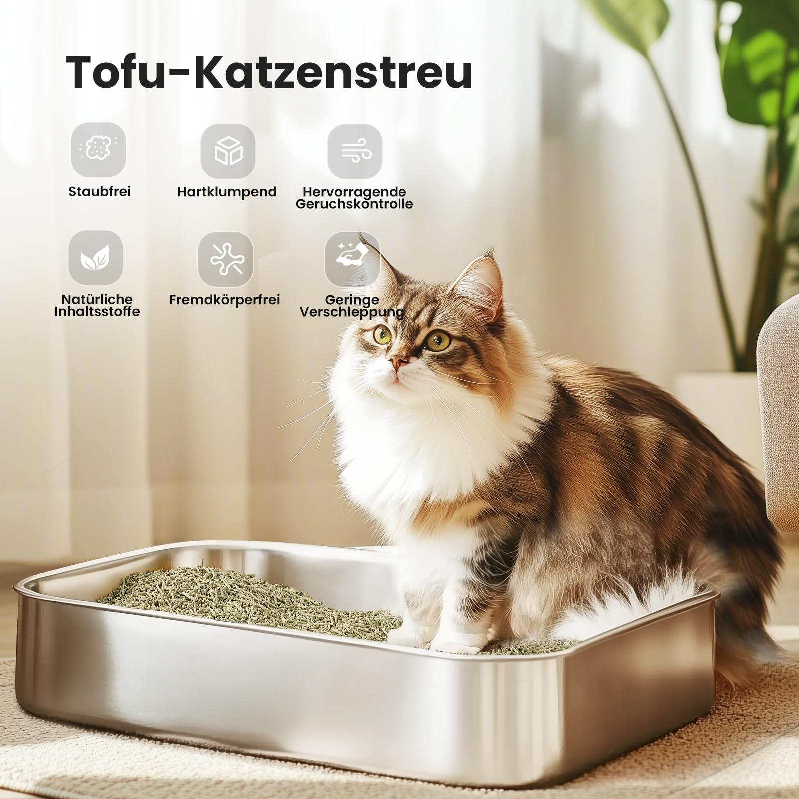 Gardner Pet Natürliche Tofu Katzenstreu 2,7 kg x 6, mit Grüntee-Extrakt | Mit Grüntee-Extrakt, Staubfrei und schnell klumpend, Geruchskontrolle, Spült in der Toilette