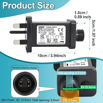 24V 6W String Lights Indoor-Outdoor Power Adapter for CZJUTAI JT-EL/FC-24V6W /4.5W /3.6W-IP20 Christmas Lighting, with Multifunction Control Button (ScrewSocket(Switched-mode) 24V6W 1 PCS) [W460]