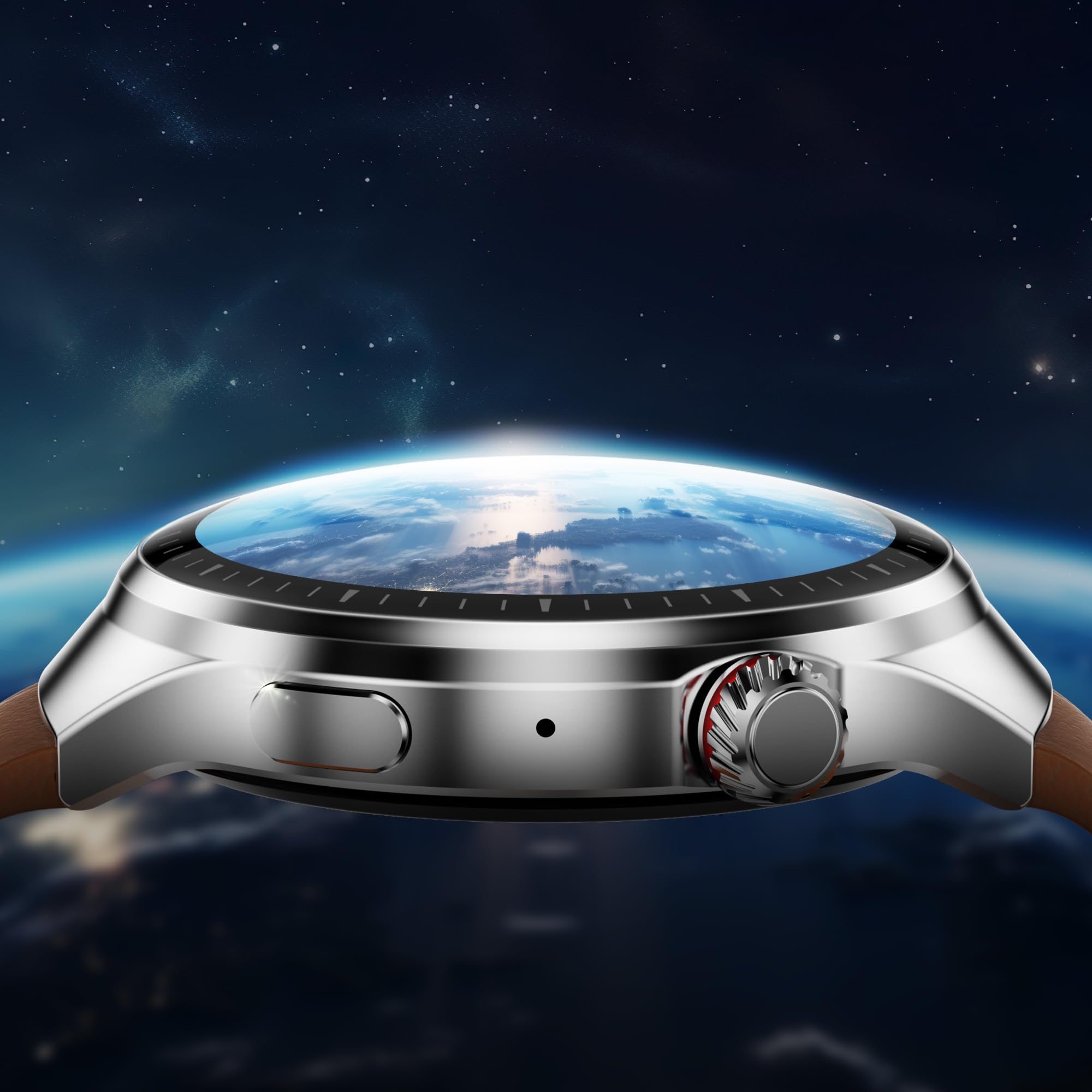 Pebble Dome 1.52" Spherical Amoled Display, Indias First 3D Spherical Display, Premium Metal Built, Leather Strap, Wireless Charging (Whisky Brown) (B0D7CYRK41) Amazon Price History, Amazon Price Tracker
