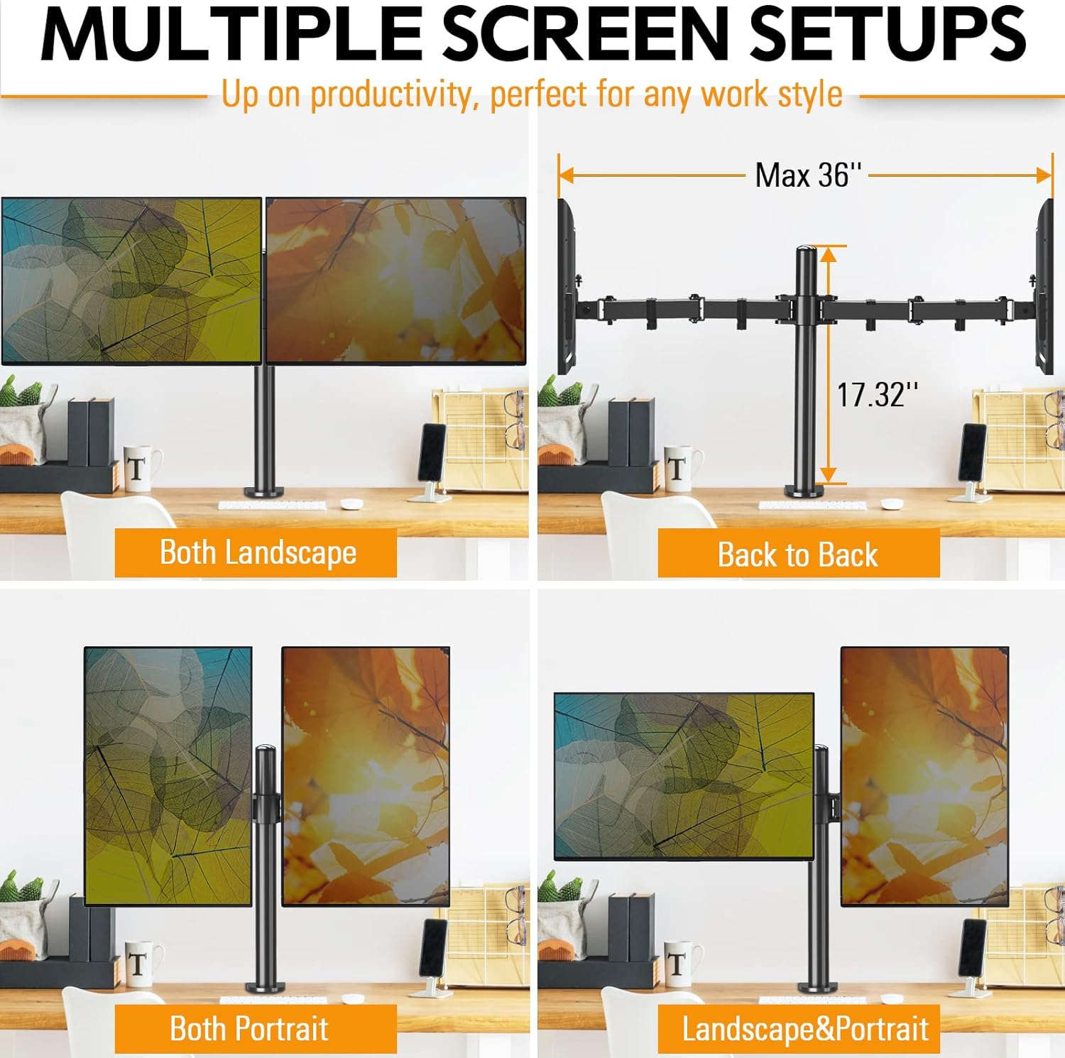 Buy MOUNTUP Dual Monitor Desk Mount, Fully Adjustable Dual Monitor Arm