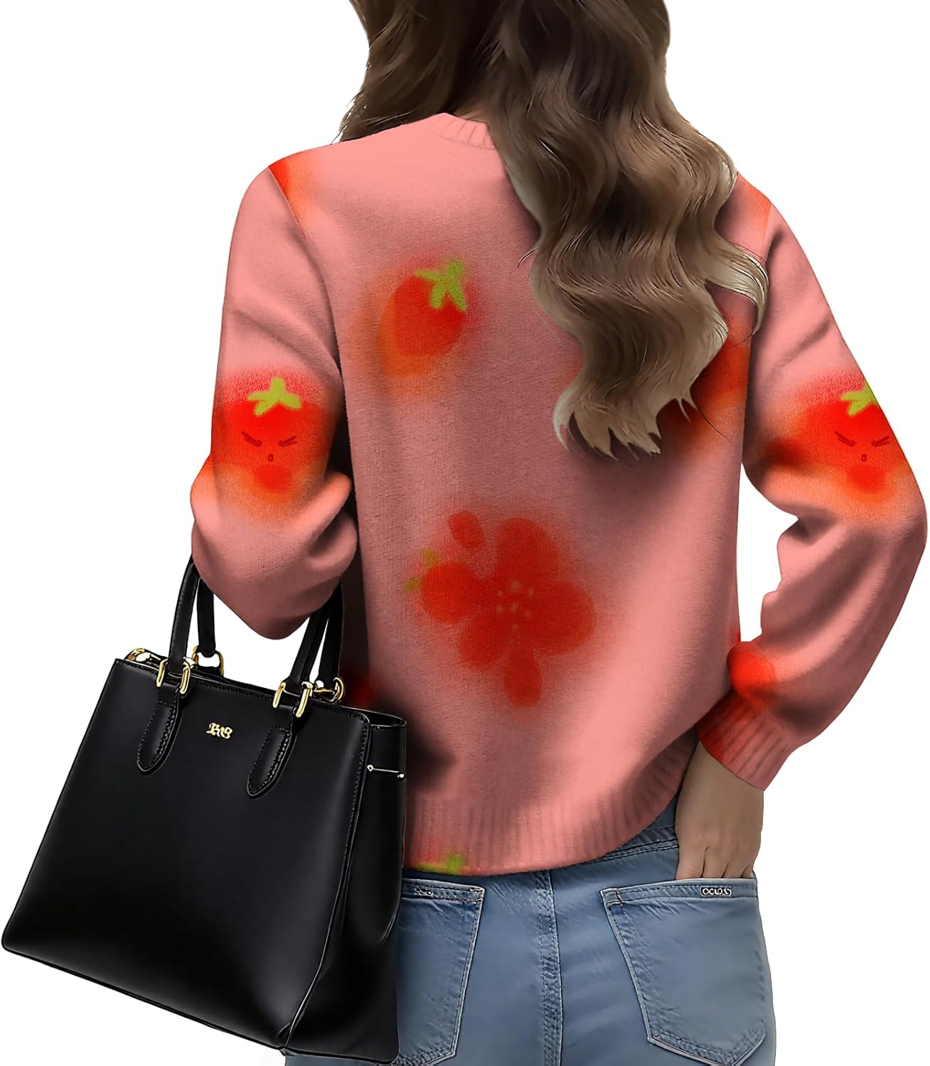 LIZALIG Womens Long Sleeve Print Pullover Sweater Round Neck Relaxed Fit Soft Comfortable Chic Fall Fashion Trendy - Image 2