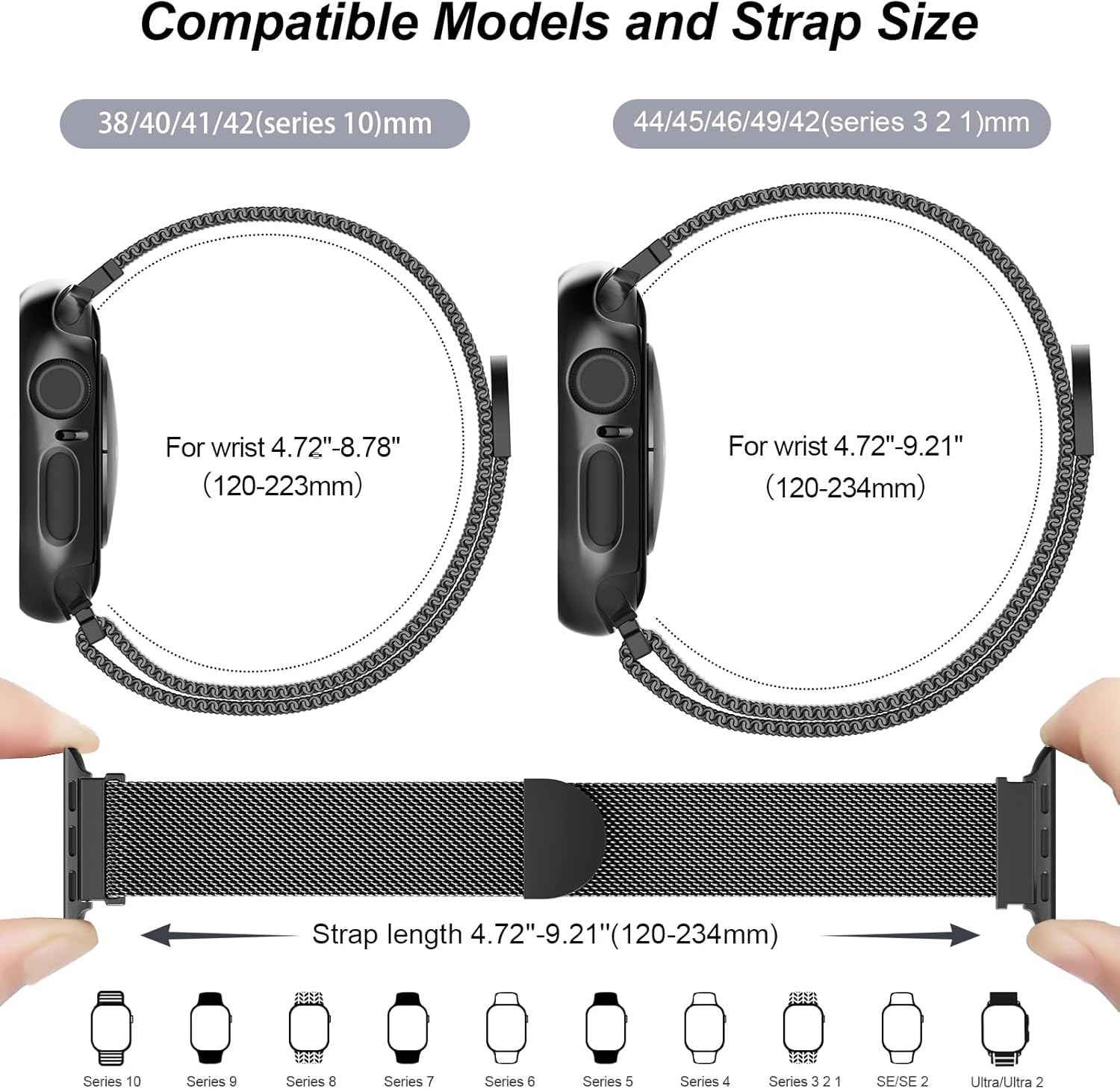 Magnetický náramok kompatibilita s rôznymi modelmi Apple Watch