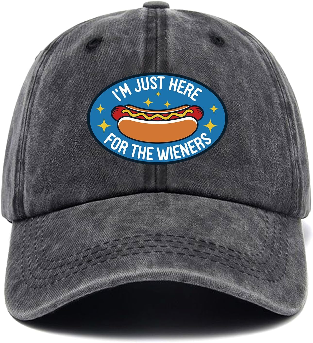 I'm Just Here for The Wieners, Funny Baseball Cap, Hot Dog Hat, Adjustable Cotton Vintage Baseball Cap for Men Women, Gifts for Family Coworkers Friends Black