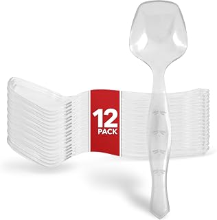 Stock Your Home 12 Clear Plastic Serving Spoons for Weddings, Parties, Buffets - Durable BPA-Free 8.5 Inch Utensils