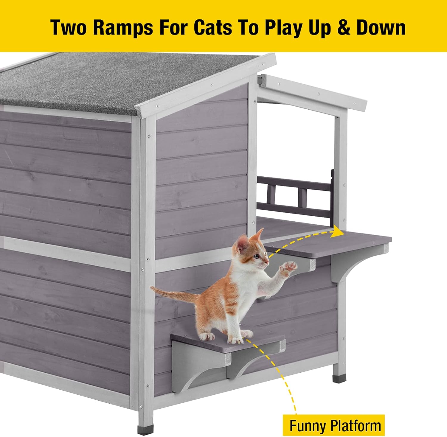 Buy Aivituvin 2 Story Cat House Enclosure with Large Balcony, Indoor
