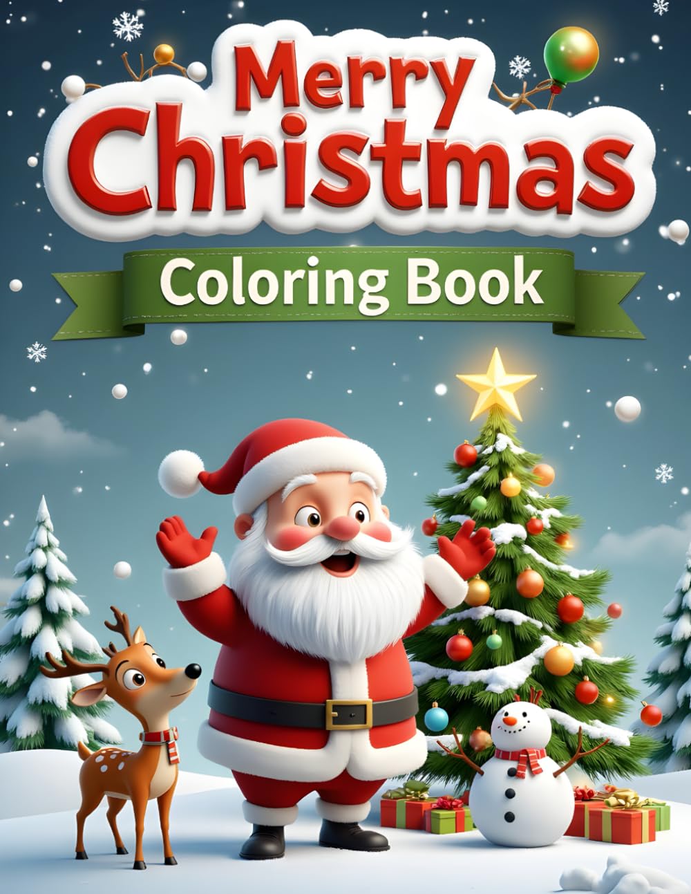 Merry Christmas Coloring Book: Simple Holiday Designs Perfect for Toddlers, Preschool, Kindergarten & Early Learners