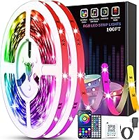 Tenmiro 100ft LED Strip Lights for Bedroom (2x50ft) Music Sync RGB Color Changing with Remote & App Control - Room Party Decor