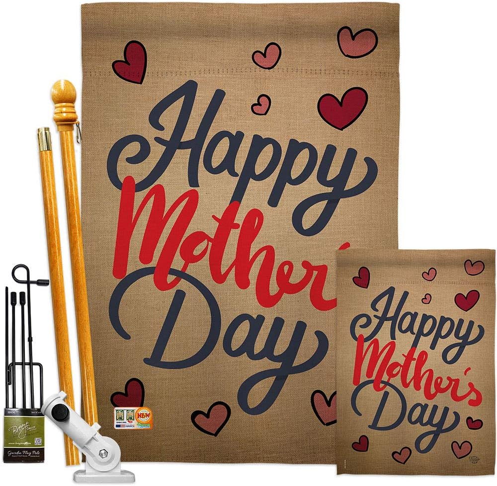 Mother's Day Happy House Flag Family Mom Mama Grandma Love Flowers Parent Sibling Relatives Grandparent Small Decorative Gift Yard Banner Double-Sided Made in USA 28 X 40