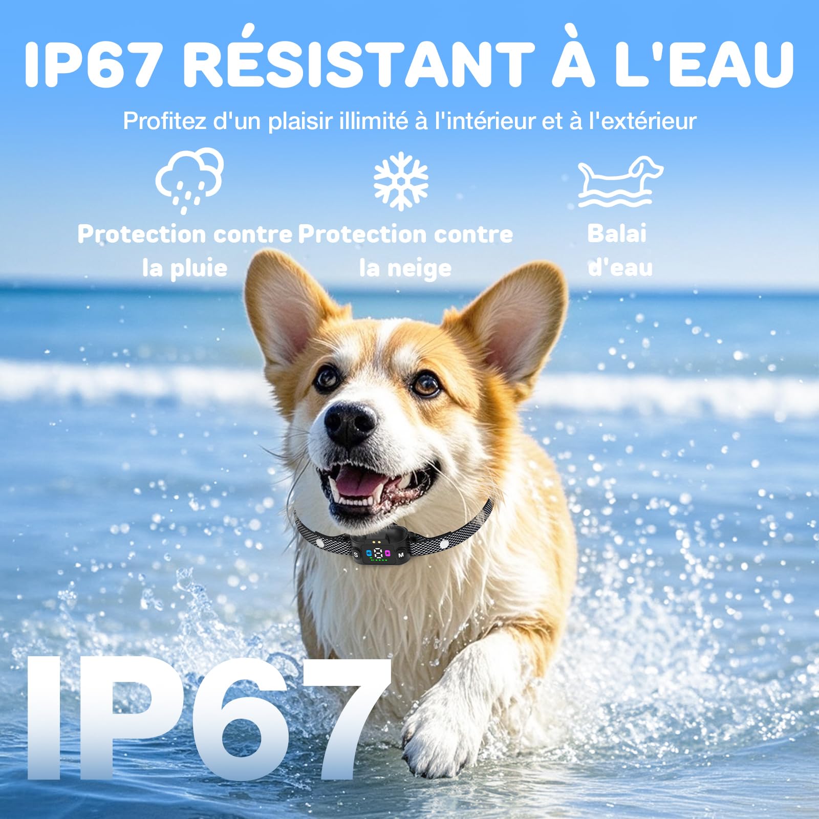 Collar Adiestramiento para Perros - Collar Antiladridos con 3 Modos de Eficiente, Recargable con 7 Niveles de Sensibilidad Ajustables, IP67 Cuello Entrenar Perros Grandes y Pequeños (Negro)