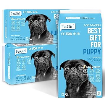 Dog Diapers Disposable Wraps for Male Dogs & 3 Pack Doggie physiological pants Diaper Paper Pants ,36 Count