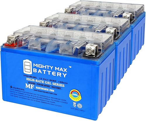 YTX9-BSGEL - Batería de repuesto de gel de 12 V 8 Ah compatible con Power-Sonic PTX9-BS - Paquete de 3