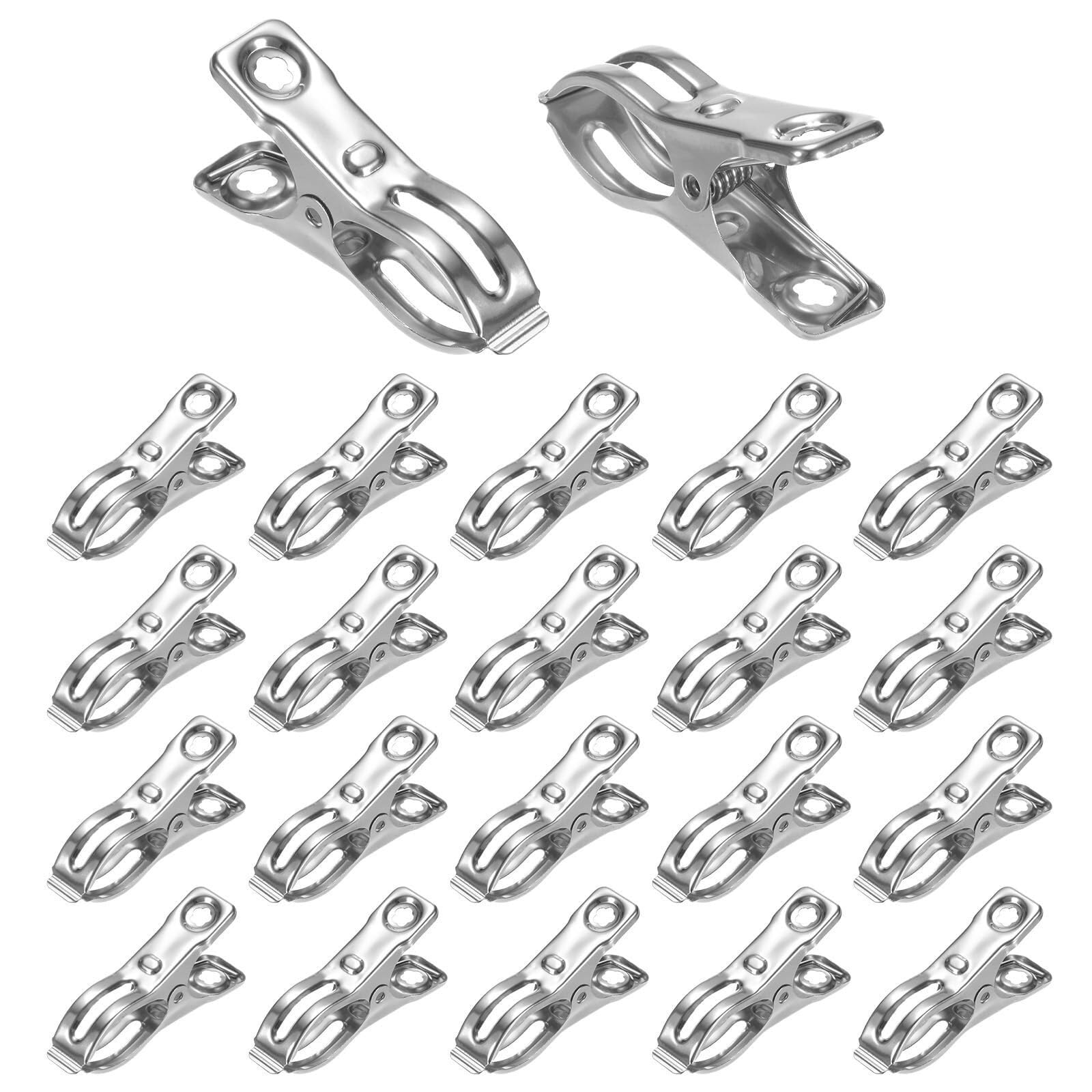 100er-Pack Edelstahl Gewächshausklammern, Garten Netzclips, max. Öffnung 3 cm, für Schattennetz Reihenabdeckung Folie, Silber(100 pcs)