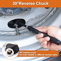 Vista 5 de SAFELIFE Medidor de presión de neumáticos de servicio pesado, medidor de presión de aire, mandriles de doble cabezal de pie recto, negro esmerilado