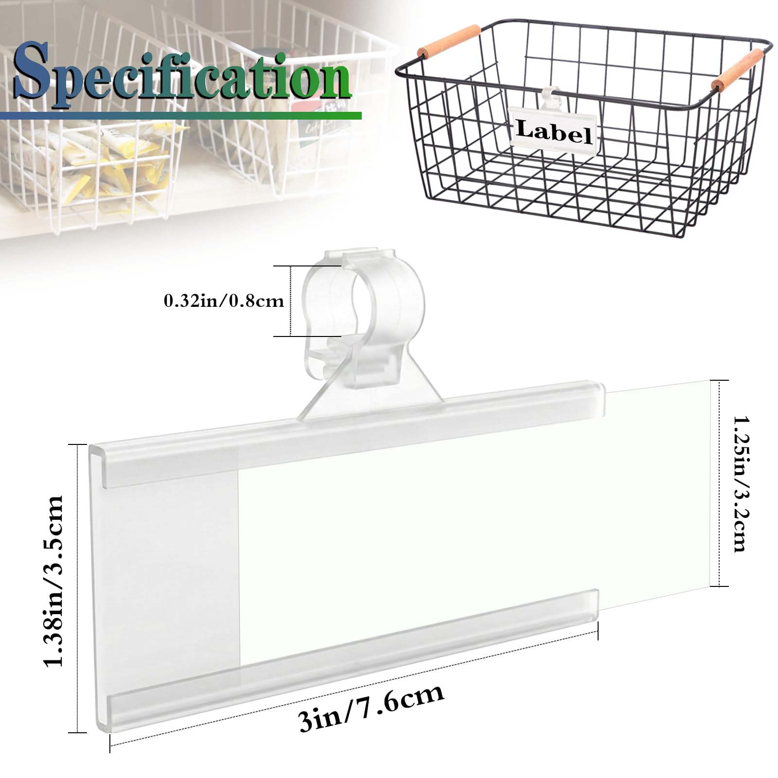 Wire Shelf Labels - 35 Pack Snap Lock -2