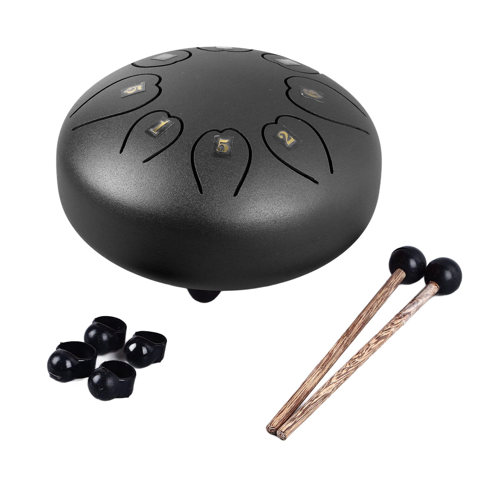 Tambour à Langue en Acier 6 Pouces 8 Notes Résonance Claire Son Agréable Tambour à Main en Acier Fiable Mini Instrument de Percussion (Noire)