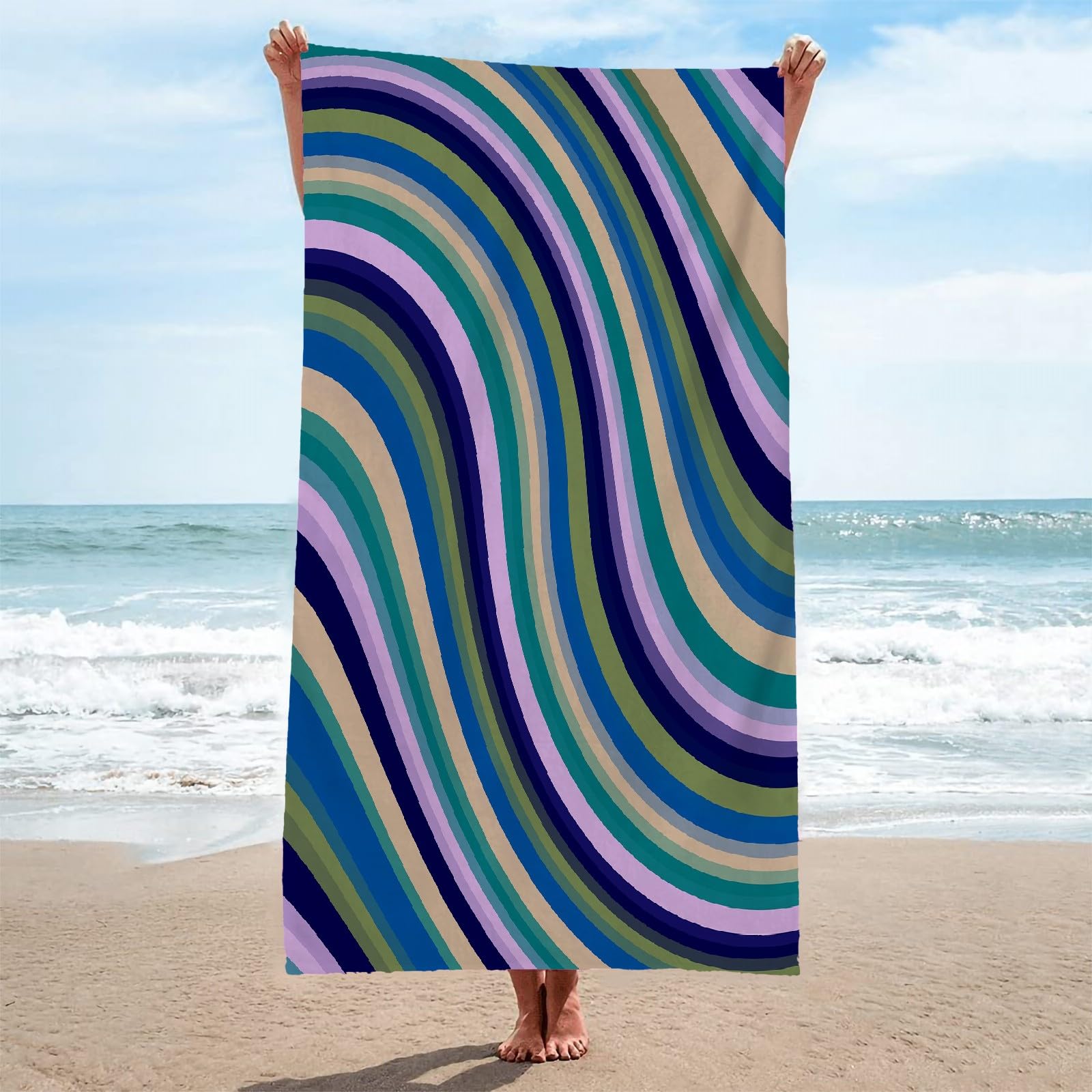 Toalla Playa Color Toallas Playa Grande Microfibra Anti Arena LíNea Playa Toallas para NiñA NiñO Adulto Piscina Toalha de Praia Mujer Hombre 100x200cm