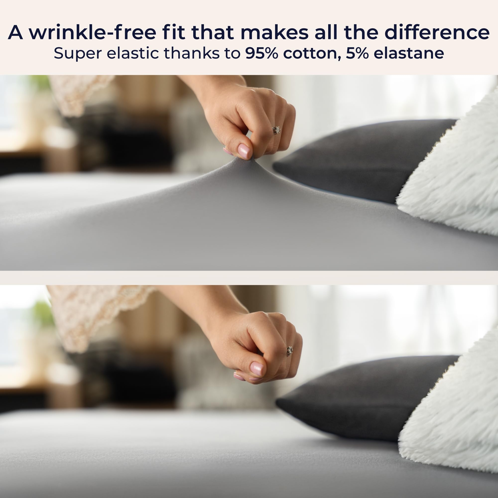 Dreamzie Prześcieradło Z Gumką 180x200 cm - Bawełna Premium Comfort Stretch, Głęboka Kieszeń 40 cm, Oeko-Tex - Antracyt