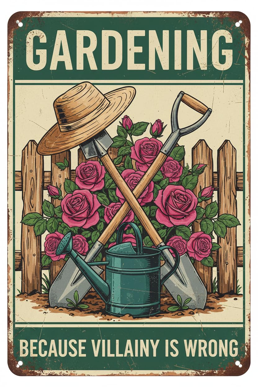 Vintage Metal Tin Sign Metal Sign Gardening Because Murder Is Wrong Retro Metal Tin Sign Aluminum Sign For Home Coffee Wall Decor 8X12 Inch Custom Private Property Signs Outdoor