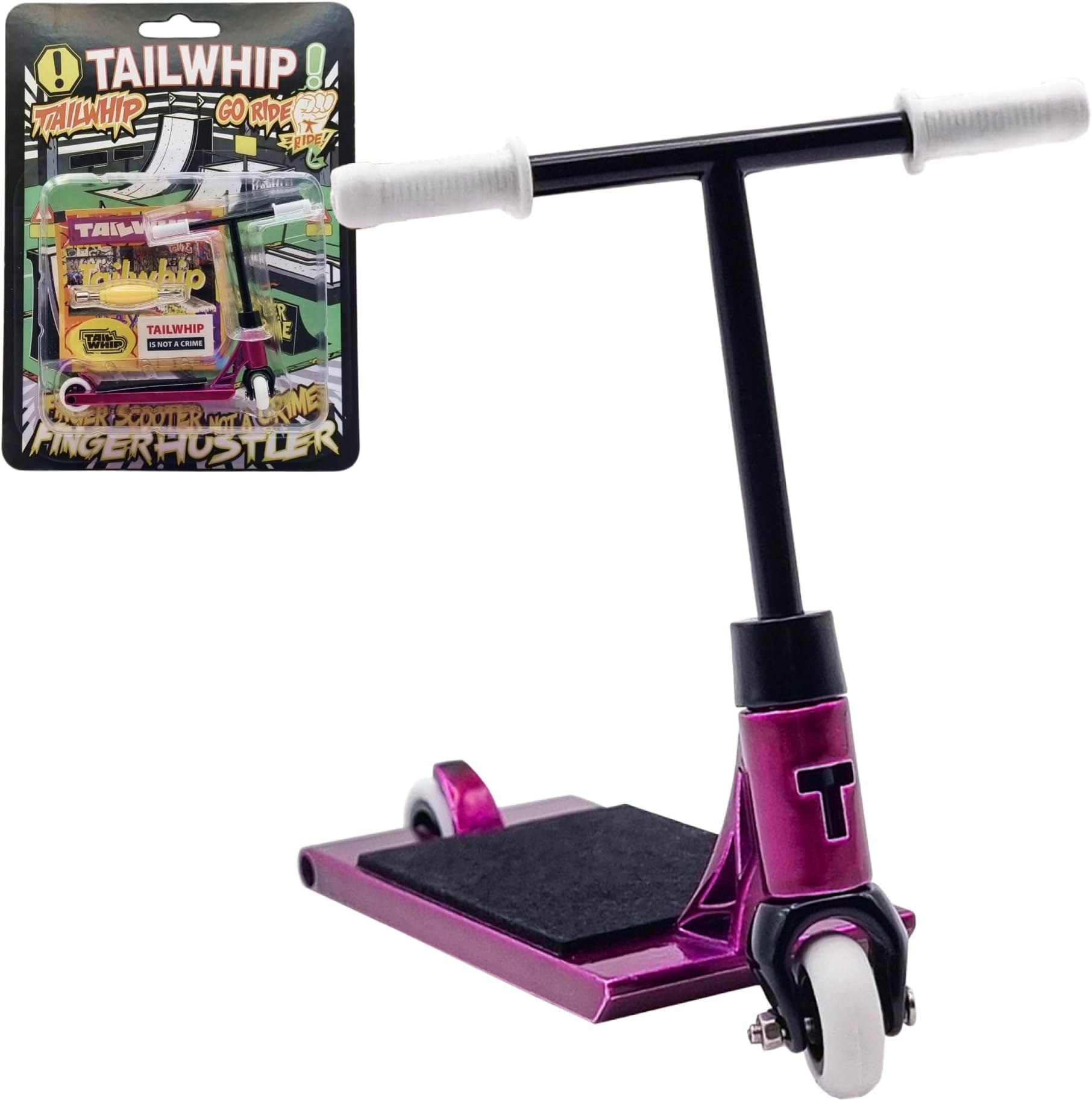 Metal Finger Scooter - Mini Scooter Toy for Tricks, Promotes Hand Motor Skills - Compatible with Finger Skatepark, Finger Tech Skateboard and Finger Bike BMX, Purple