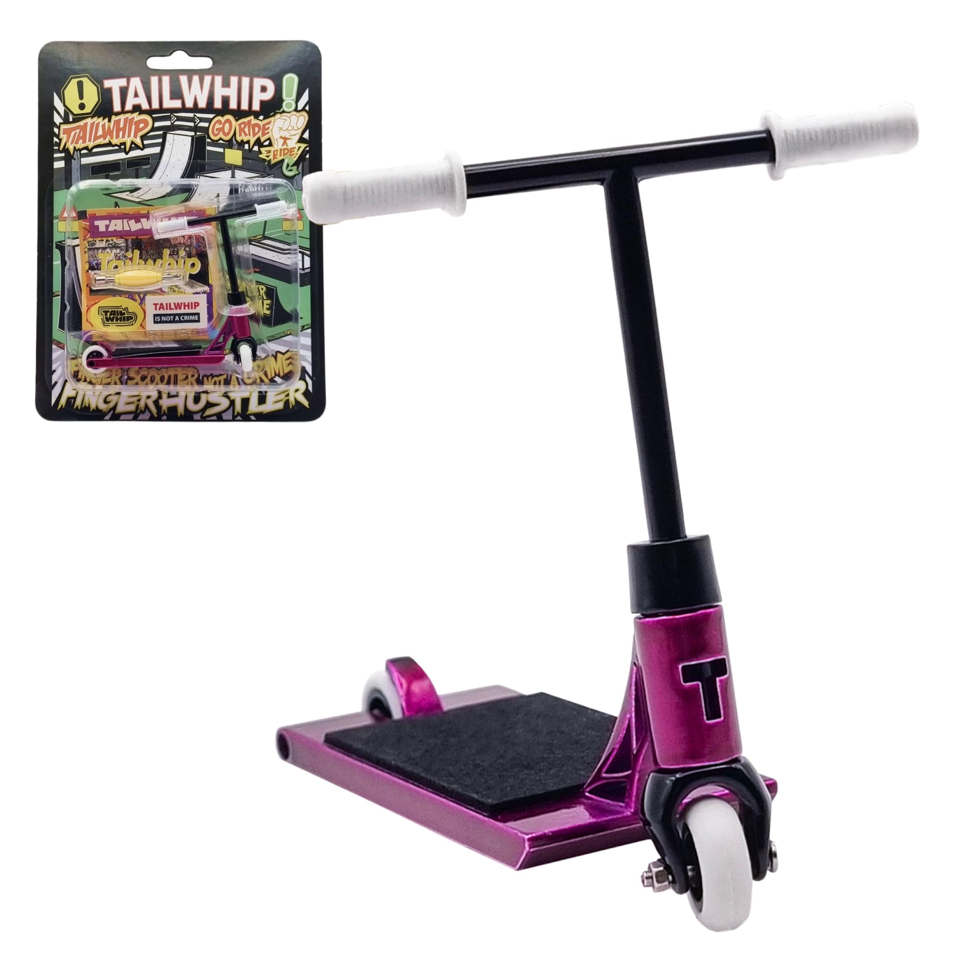 TAILWHIP Finger Scooter Metal, Durable Mini Scooter for incredible Tricks, Compatible with Tech Deck Fingerboards, Bikes & Skate Parks, Improve Hand Motor Skills, Perfect Toy for Kids & Adults, purple