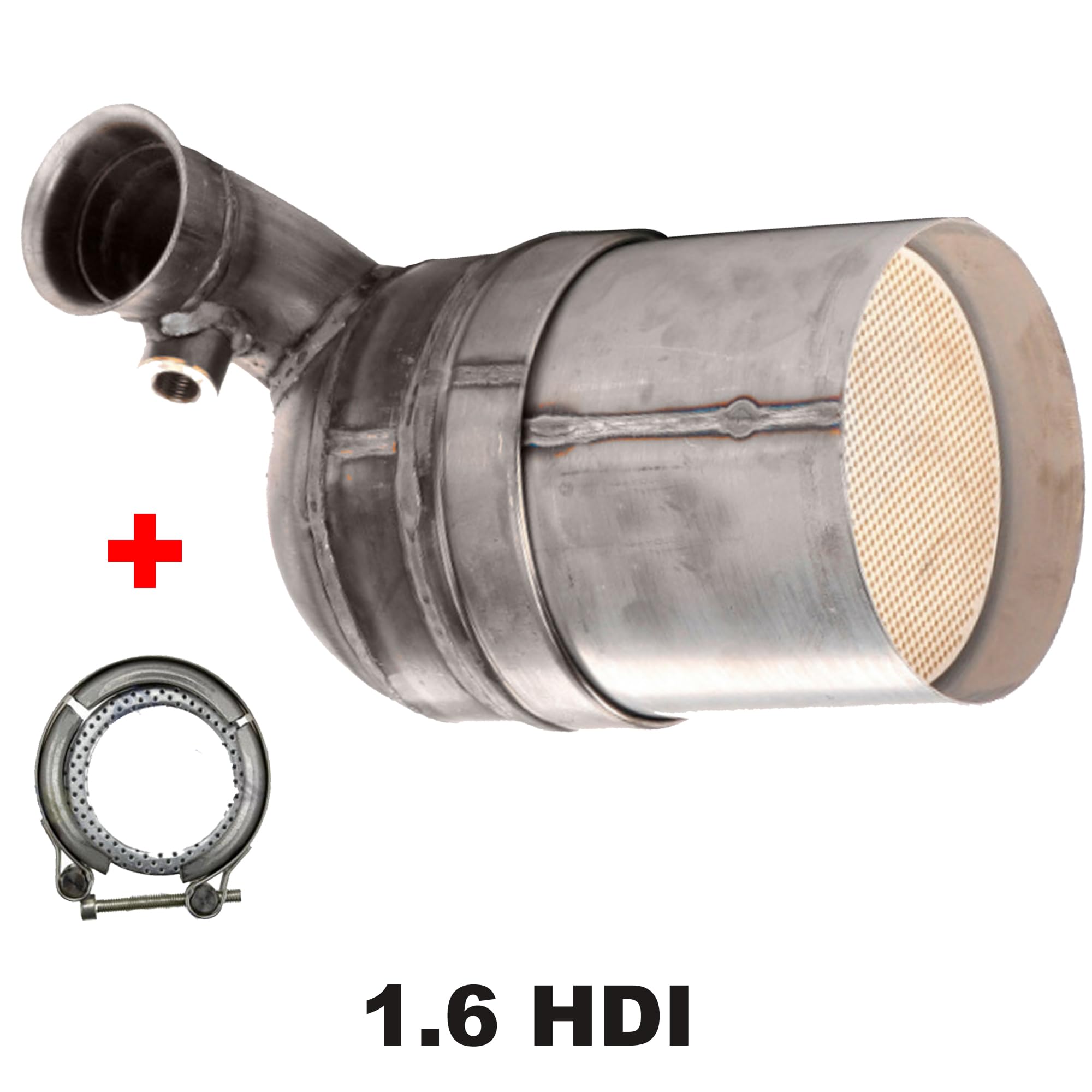 Partsline Filtre à Particules (FAP) avec Joint et Collier compatible avec Berlingo, C2, C3, C4, C5, Xsara Picasso, 1007, 206, 207, 3008, 307, 308, 407, 5008, Partner 1.6 HDi - 1731EP 1611322180