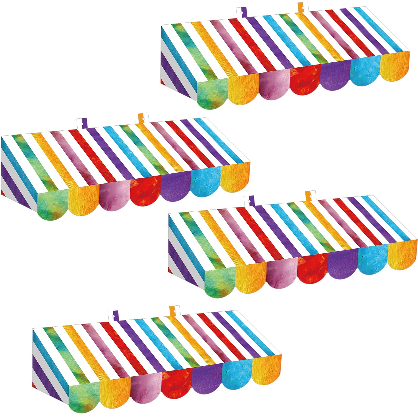 Tallew 4 Pcs 3D Cardboard Awning Wall Decor, Stripe, Multicolor
