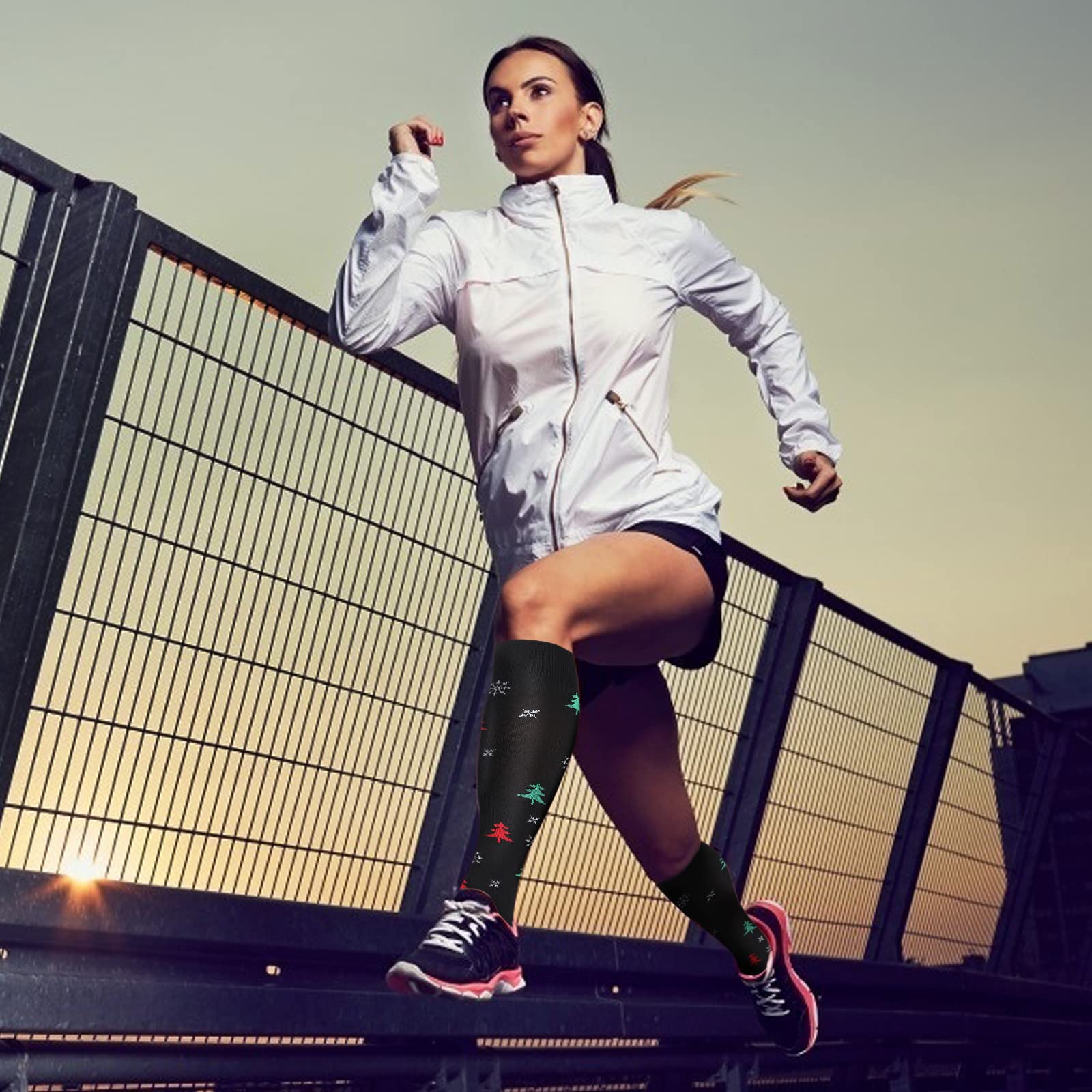 DRESHOW Calze a Compressione Graduata per Uomo E Donna Calze Elastiche Sportive per Atletica, Corsa, Viaggi Volo, Ciclismo