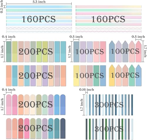 Miniatura 12 de Temiary Morandi - 1200 pestañas adhesivas para anotar libros, pestañas transparentes reutilizables, marcadores de página, pestaña de índice