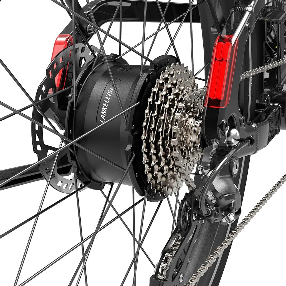 LANKELEISI Kett-8 E-Bike 26 Zoll Fatbike Vollfederung 960Wh Akku Bis 150KM | mit Drehmomentsensor, 26x3.0 Zoll, Heckmotor, 8-Gang Schaltwerk, Pedelec SUV Citybike für Damen u. Herren