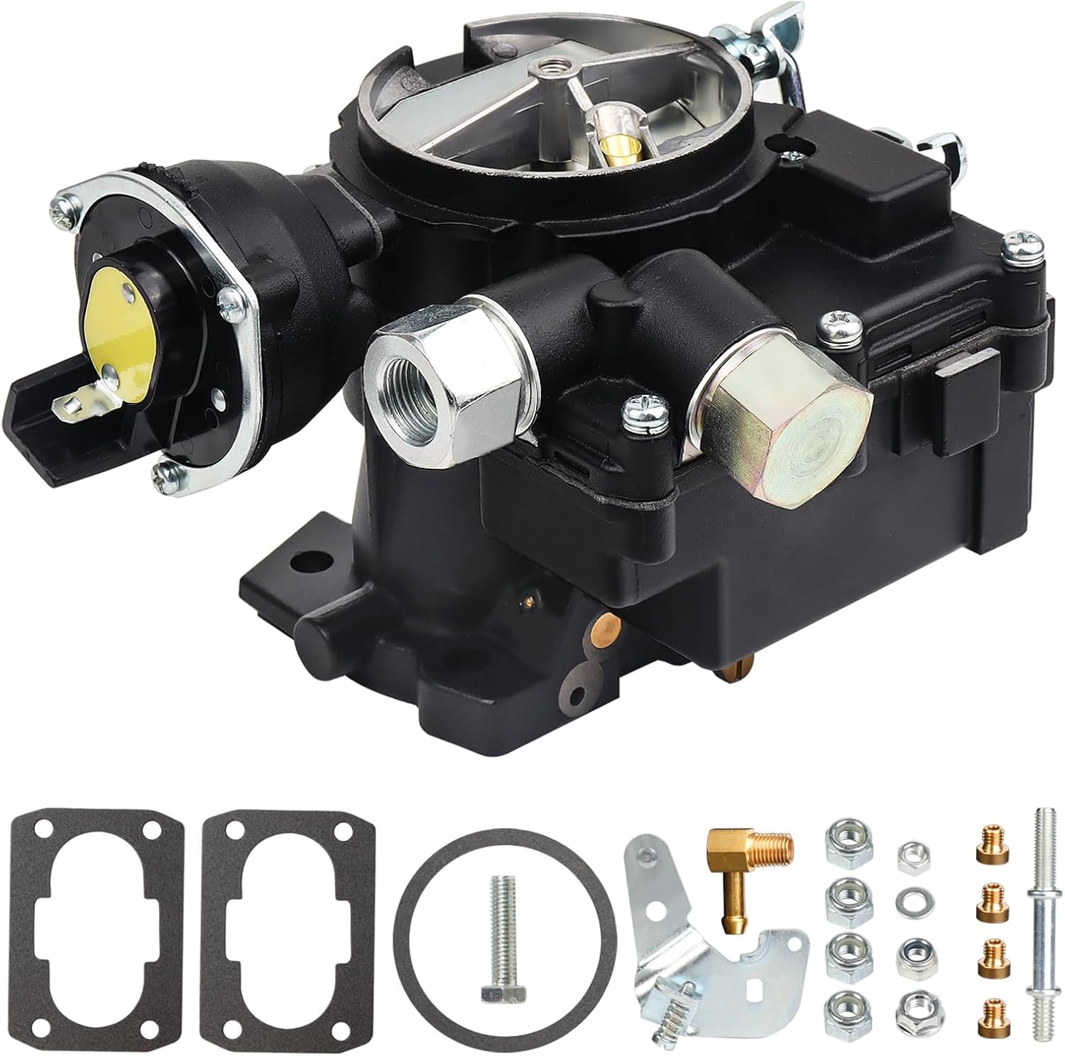 Mercruiser 3.0 - Carburador marino para Mercruiser de 2 barriles Mercarb Carb 3.0L 4.3L 5.7L 2.5L 5.0 V8 350 Motor con junta de chorro de estrangulador eléctrico y enlace corto y largo