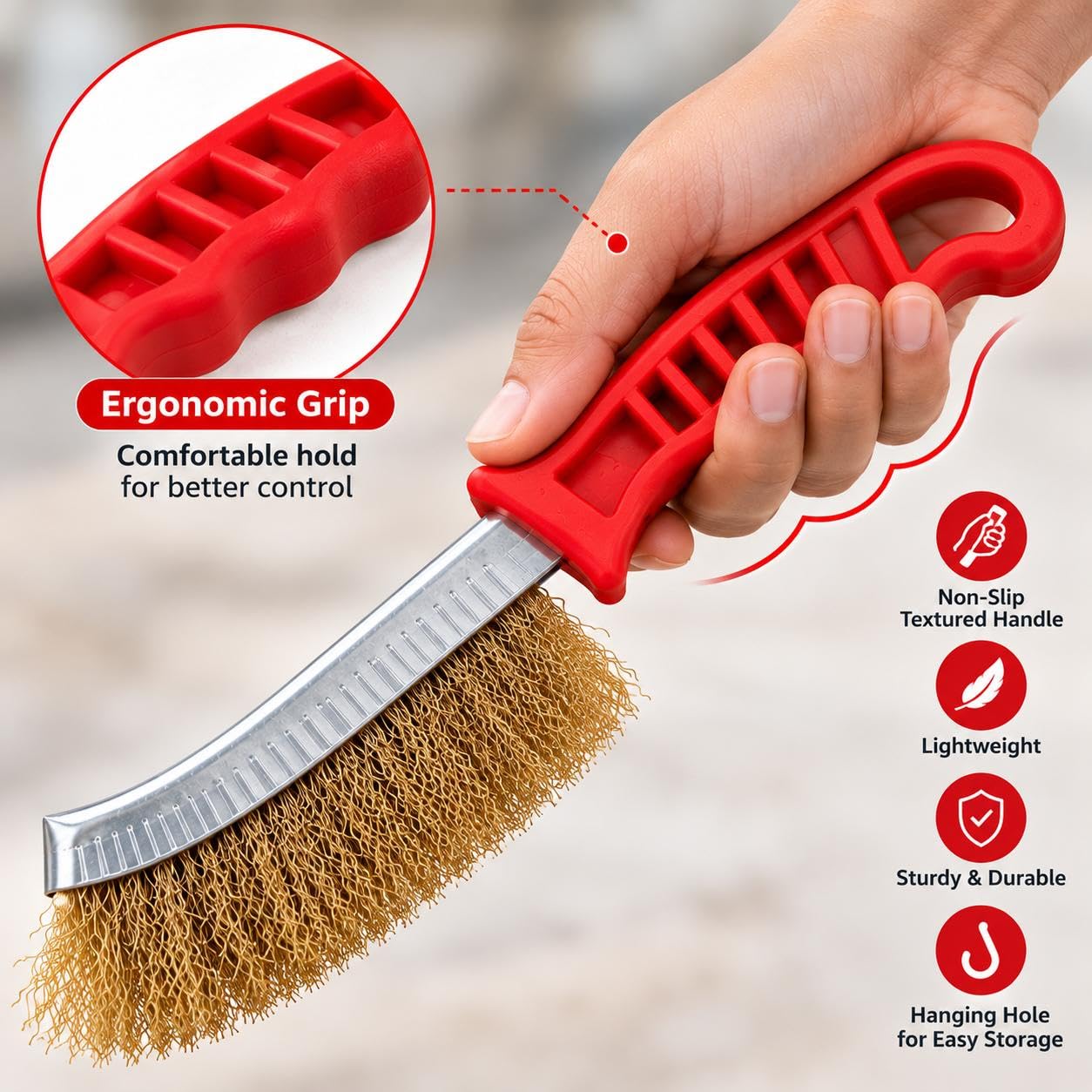 Multi-Purpose Stainless Steel Wire Brush with Long Handle for Cleaning Rust and Paint Remover Brush | Wire Brush for Cleaning Metal - Pack of 1 — Amazon image 3