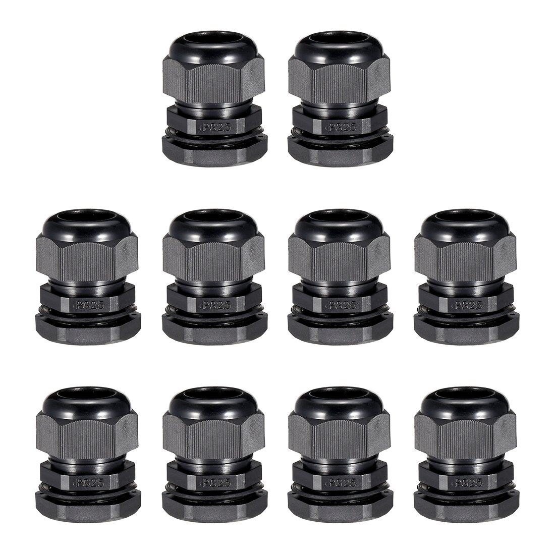 uxcell 10Pcs PG25 Cable Gland Waterproof Plastic Joint Adjustable Locknut Black for 16mm-21mm Dia Cable Wire-image-31
