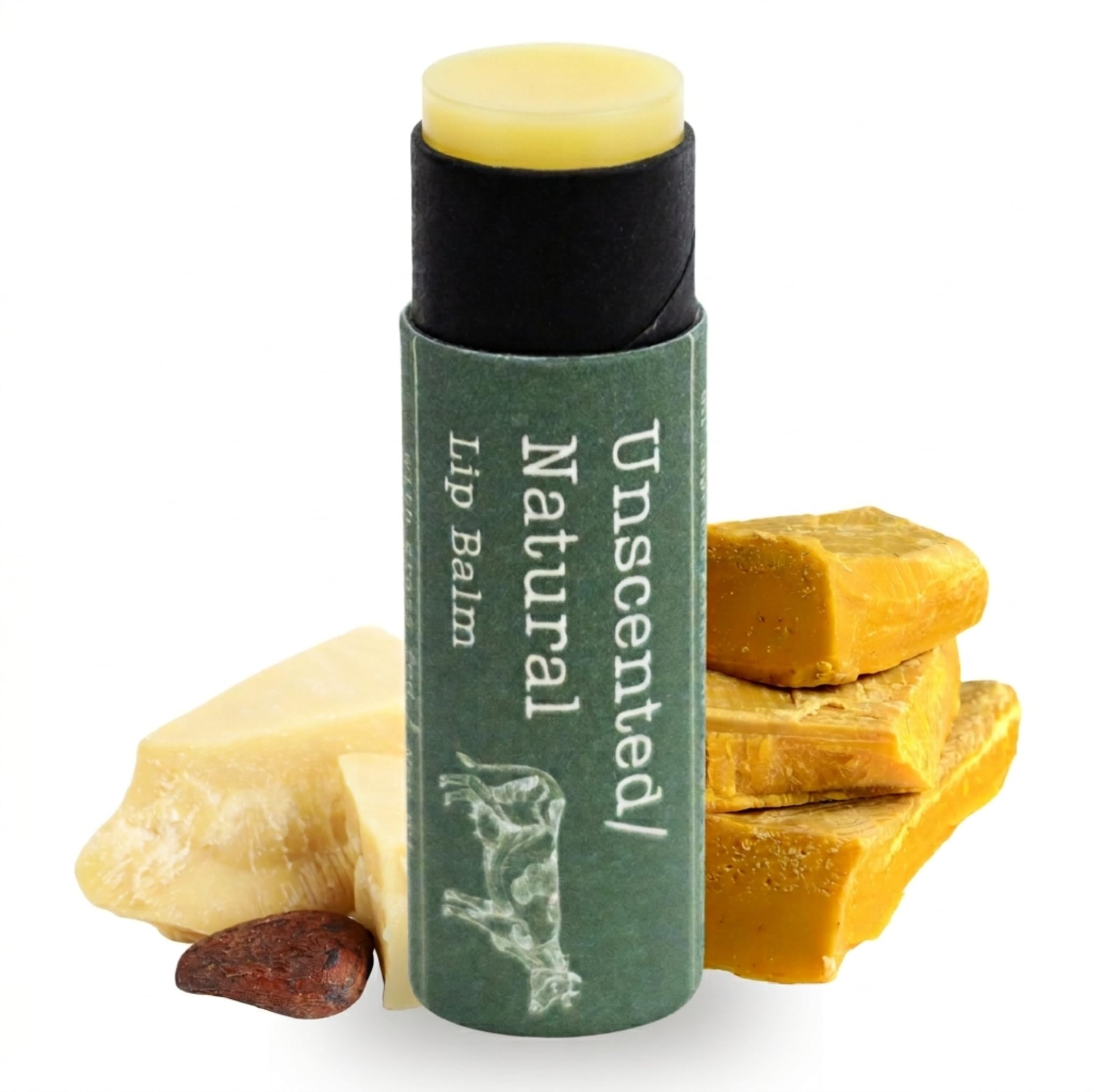 Hearth & Homestead Handmade Beef Tallow Lip Balm - 100% Grass Fed, Beeswax & Organic Cocoa Butter - Natural Chapped Lip Repair - Unscented - .33oz